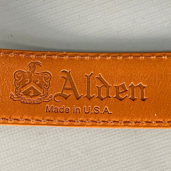 ALDEN Size 32 Brown Silver Leather Belt - Picture 5 of 9